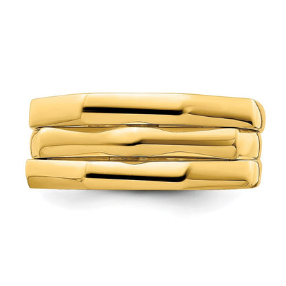14K Gelbgold Polierter Drei-Rippen-Wölbungsring