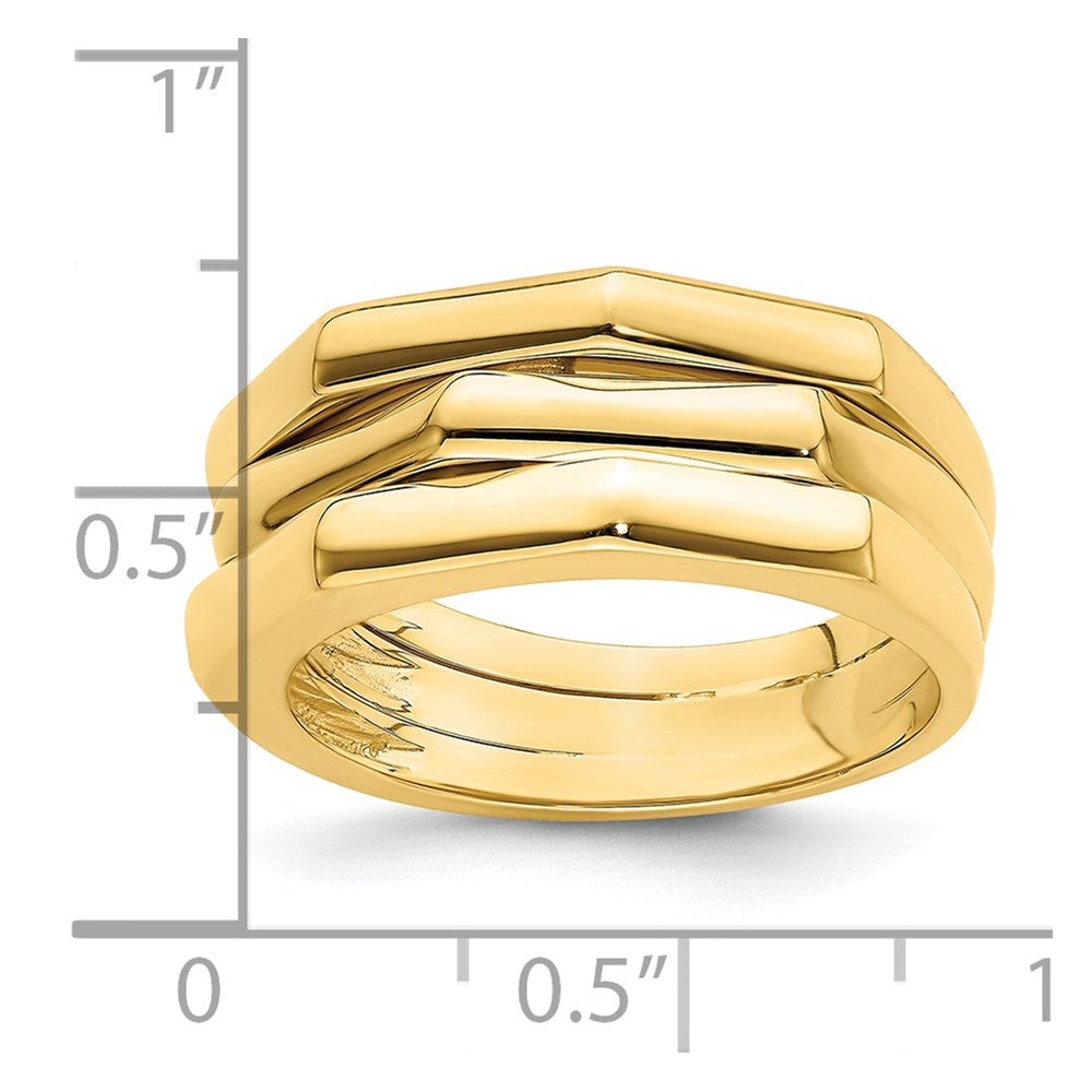 14K Gelbgold Polierter Drei-Rippen-Wölbungsring