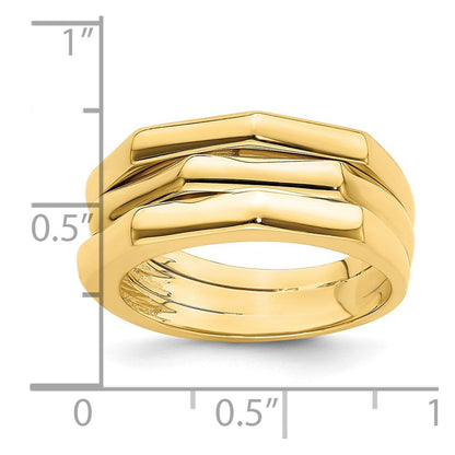 14K Gelbgold Polierter Drei-Rippen-Wölbungsring