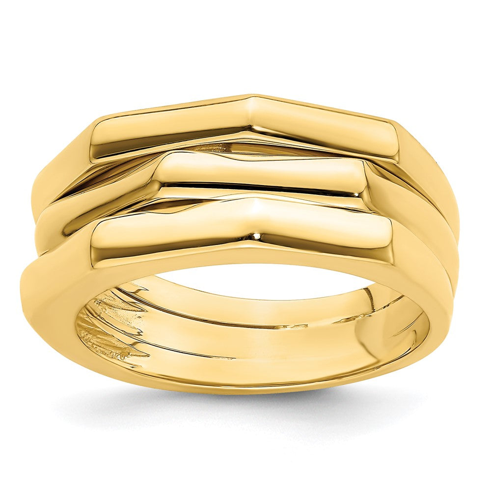 14K Gelbgold Polierter Drei-Rippen-Wölbungsring