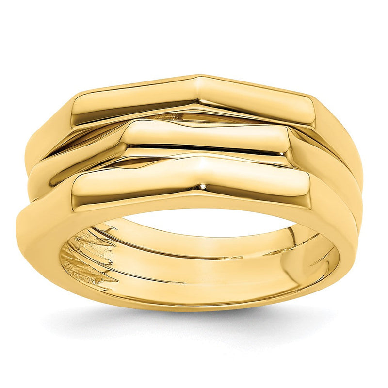 14K Gelbgold Polierter Drei-Rippen-Wölbungsring