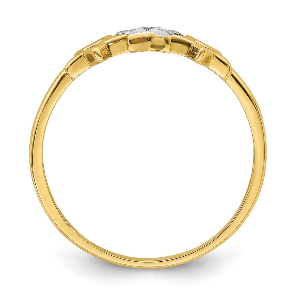 14K Gelbgold Ring mit Rhodium-Beschichtung, 3-Stern-Design