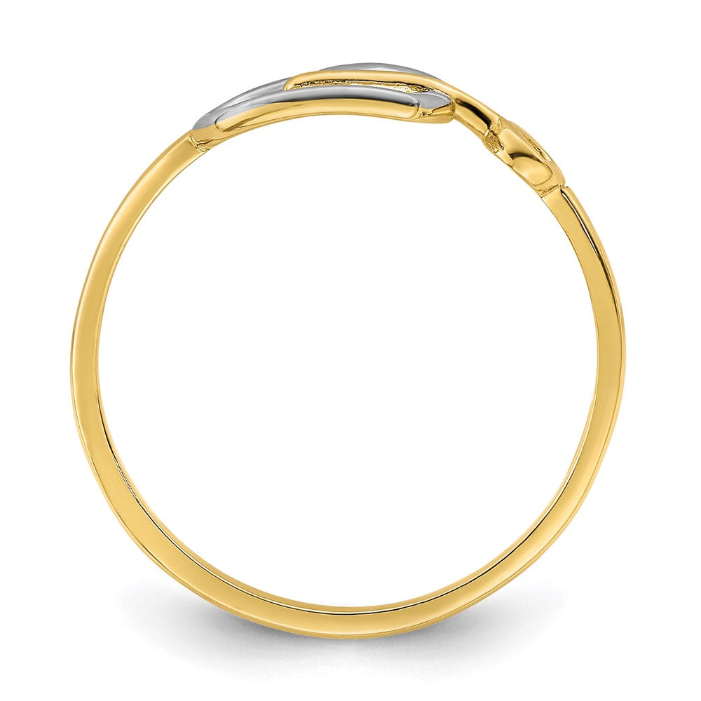 14K Gelbgold Ring mit Rhodium-Beschichtung, Herz und Schlüssel