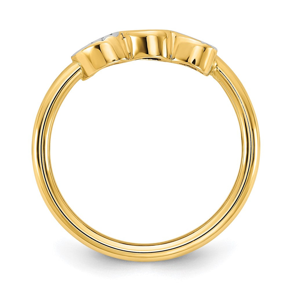 14K Gelbgold & Weißrhodium Diamantiertes Herzen-Ring Falls es sich um einen Ring mit diamantierten (facettierten) Herzmotiven handelt, lautet die stilistisch korrekte Version: 14K Gelbgold & Weißrhodium Diamantierter Herzen-Ring