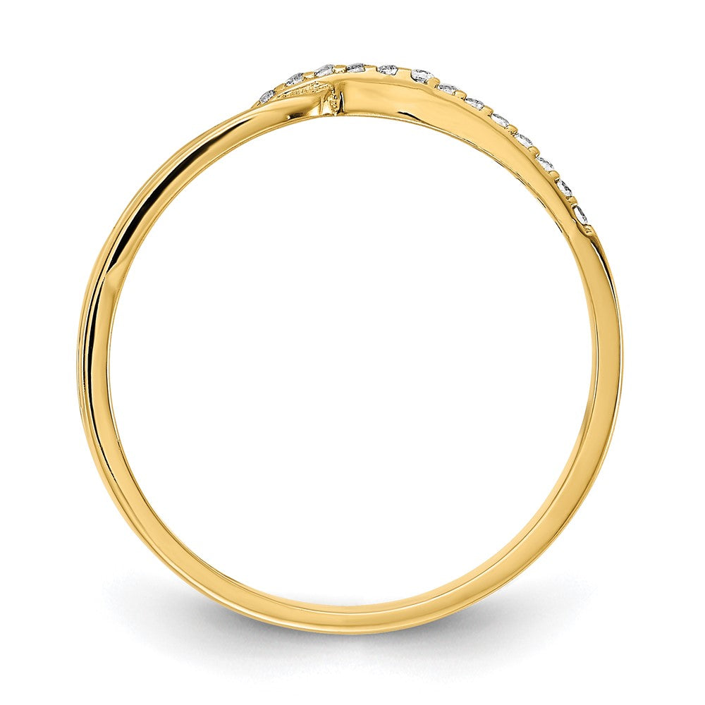 14K Gelbgold Poliert Fantasie Zirkonia Ring (size 7 Nur)