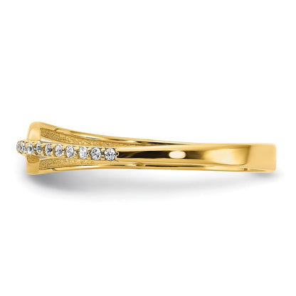 14K Gelbgold Poliert Fantasie Zirkonia Ring (size 7 Nur)