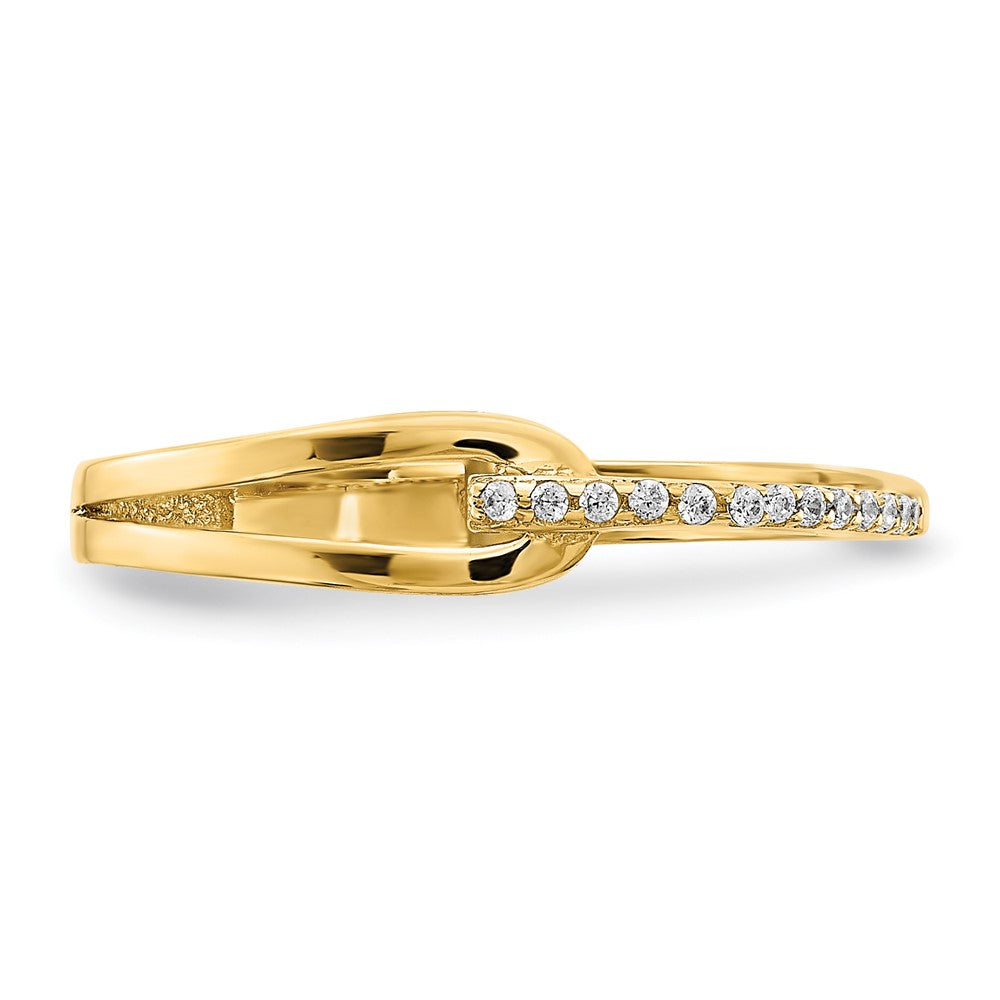 14K Gelbgold Poliert Fantasie Zirkonia Ring (size 7 Nur)