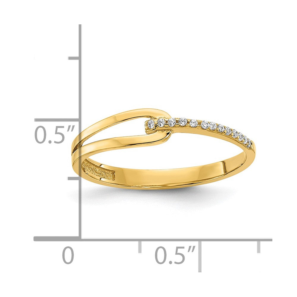 14K Gelbgold Poliert Fantasie Zirkonia Ring (size 7 Nur)