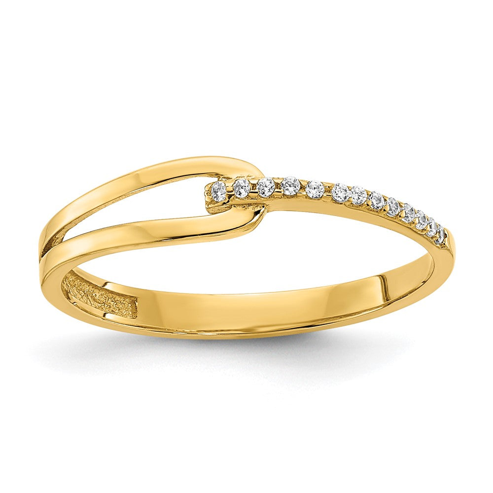 14K Gelbgold Poliert Fantasie Zirkonia Ring (size 7 Nur)