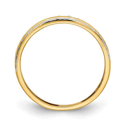 14K Gelbgold mit weißem Rhodium, poliert, Ring mit echtem Diamantschliff