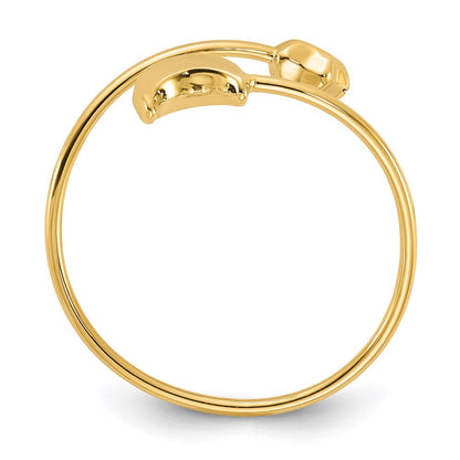 14K Gelbgold Poliert Verstellbar Mond und Stern Ring