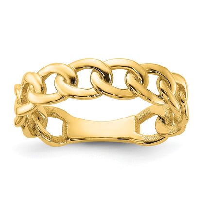 10K Gelbgold 10ky Poliert 5mm Panzer Glieder Ring Größe 6