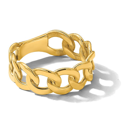 14K Gelbgold Poliert 8mm Herren Panzer Glieder Ring