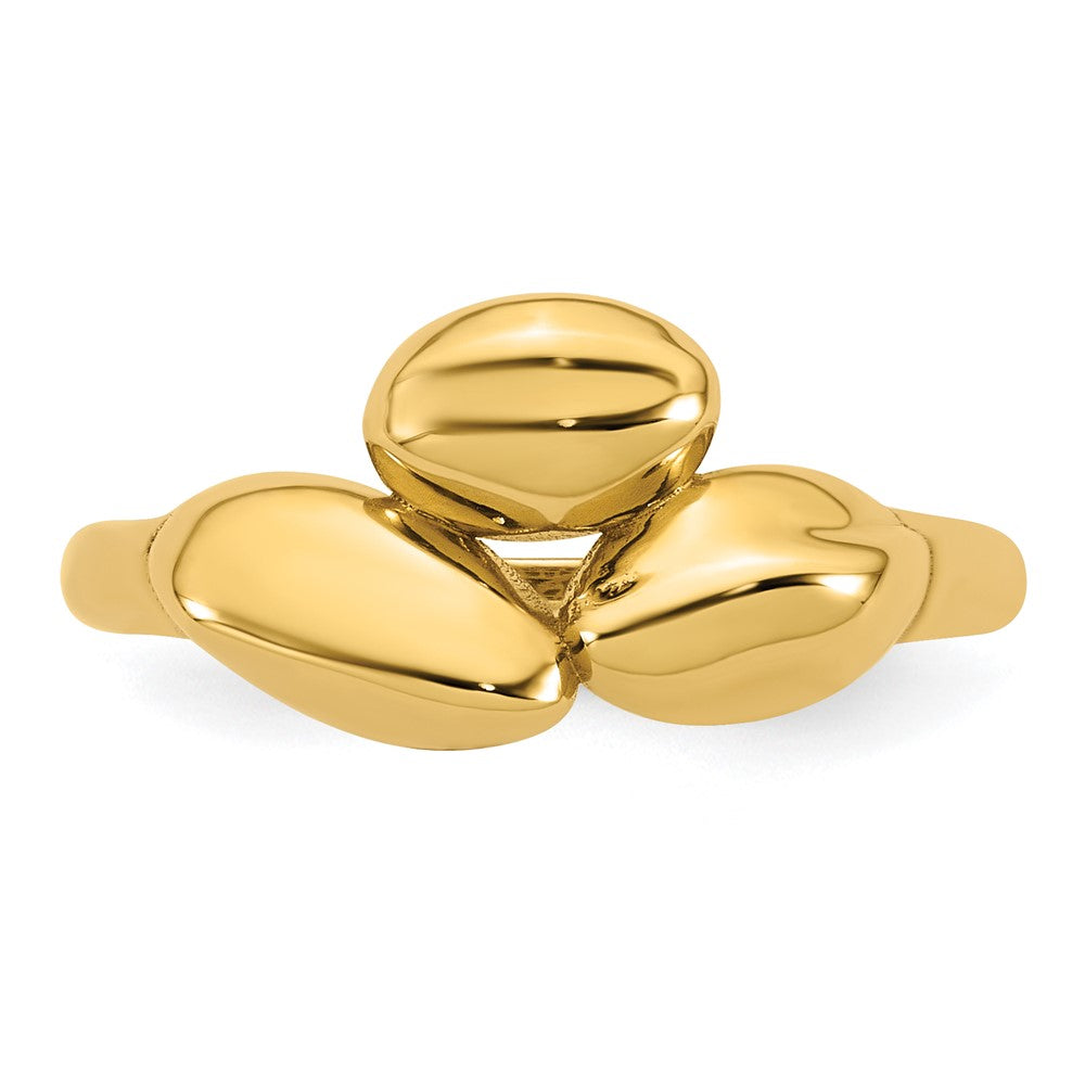 14K Gelbgold Poliert Trio Gewölbt Ring
