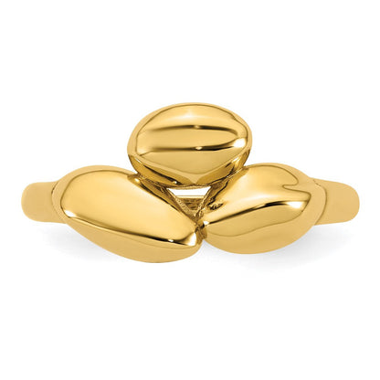 14K Gelbgold Poliert Trio Gewölbt Ring