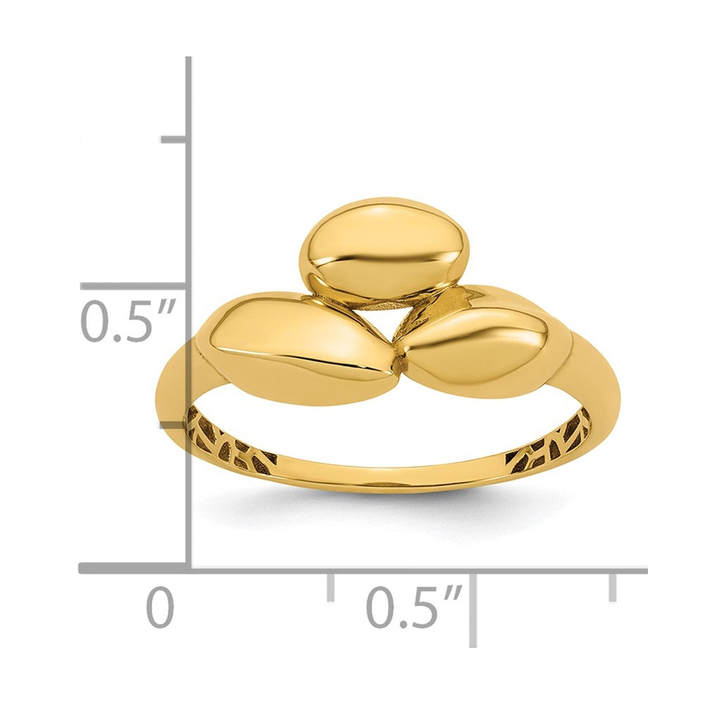 14K Gelbgold Poliert Trio Gewölbt Ring