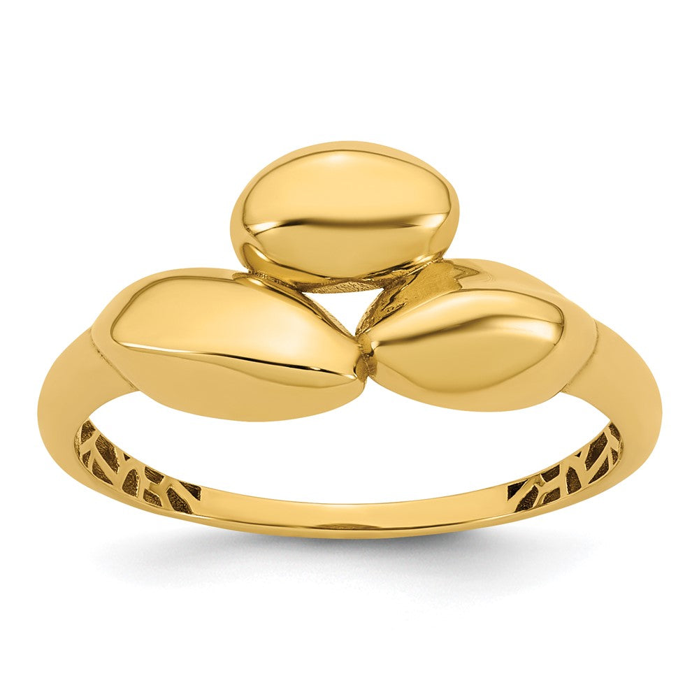 14K Gelbgold Poliert Trio Gewölbt Ring
