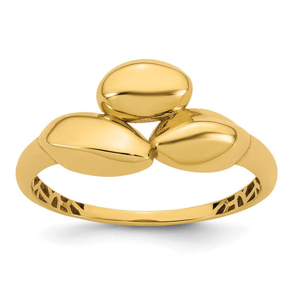 14K Gelbgold Poliert Trio Gewölbt Ring