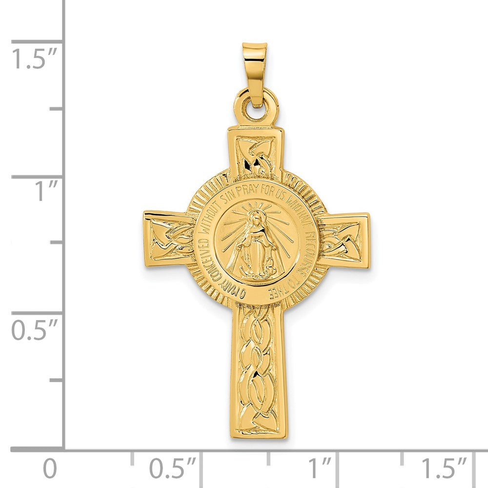 14K Gelbgold Kreuz-Anhänger mit Wundertätiger Medaille
