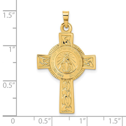 14K Gelbgold Kreuz-Anhänger mit Wundertätiger Medaille