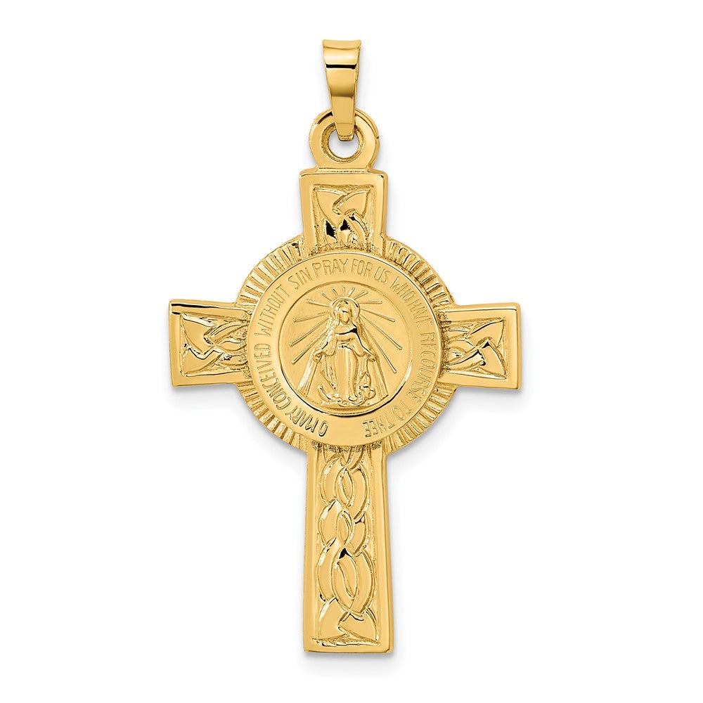 14K Gelbgold Kreuz-Anhänger mit Wundertätiger Medaille