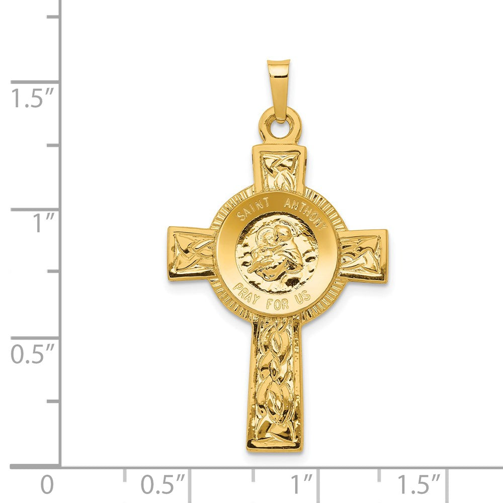 14K Gelbgold Kreuzanhänger mit Sankt-Antonius-Medaille