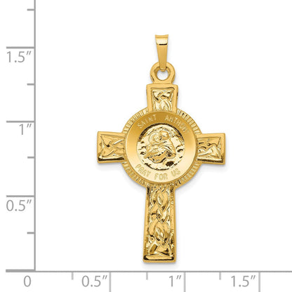 14K Gelbgold Kreuzanhänger mit Sankt-Antonius-Medaille