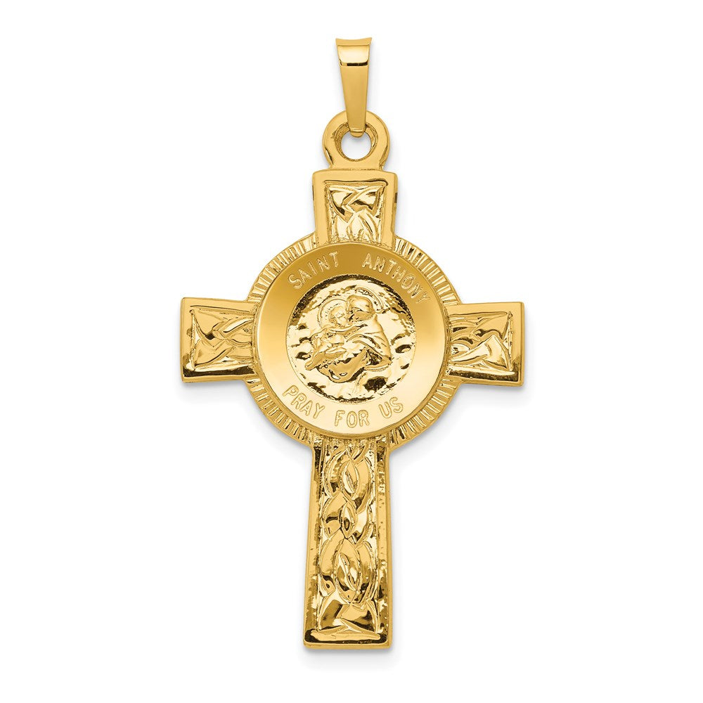 14K Gelbgold Kreuzanhänger mit Sankt-Antonius-Medaille