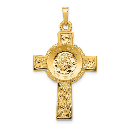 14K Gelbgold Kreuzanhänger mit Sankt-Antonius-Medaille