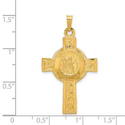 14K Gelbgold Kreuz mit St.-Christophorus-Medaillen-Anhänger