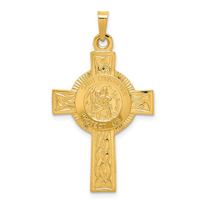 14K Gelbgold Kreuz mit St.-Christophorus-Medaillen-Anhänger
