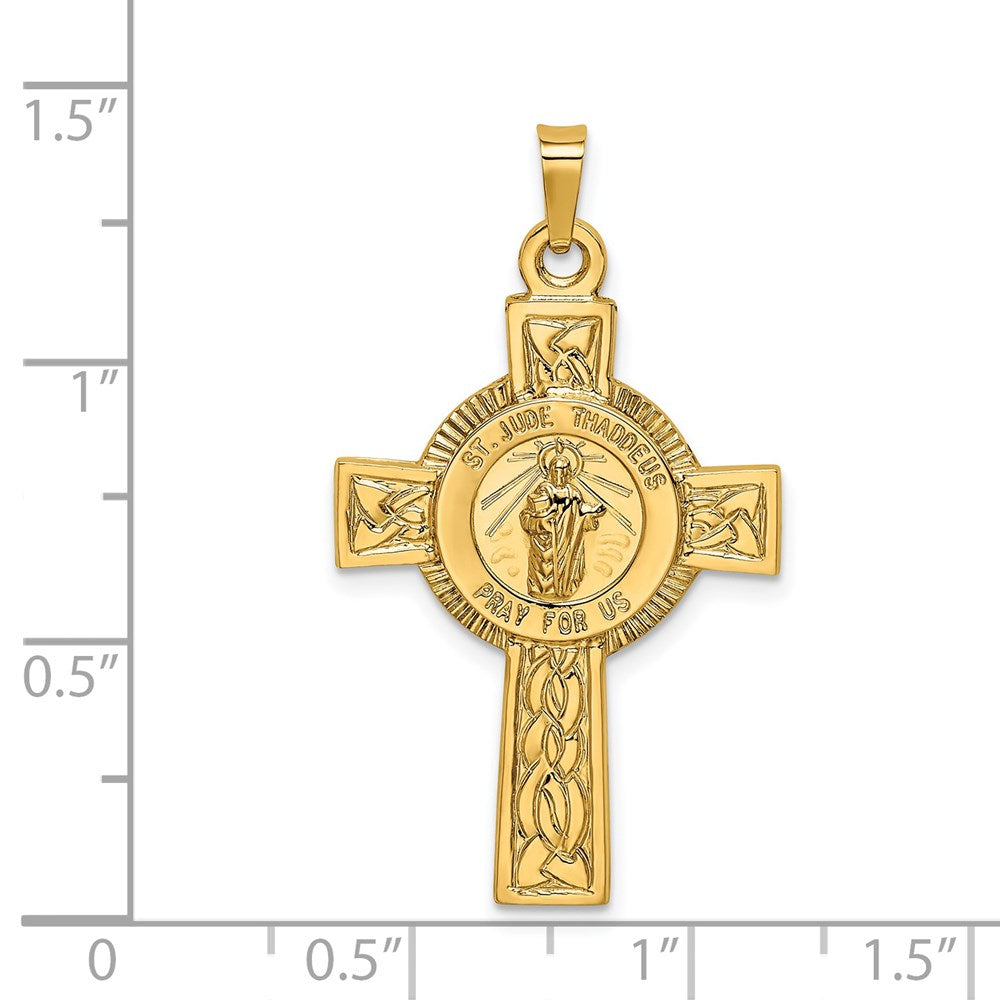 14K Gelbgold Kreuz-Anhänger mit St.-Jude-Medaille