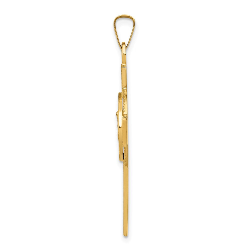 14K Gelbgold Kreuz mit St.-Michael-Medaille-Anhänger