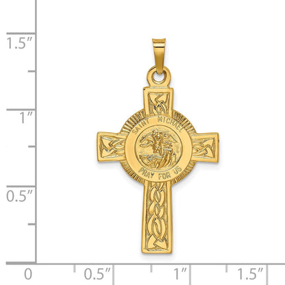 14K Gelbgold Kreuz mit St.-Michael-Medaille-Anhänger