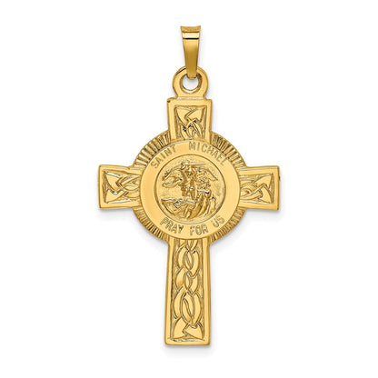 14K Gelbgold Kreuz mit St.-Michael-Medaille-Anhänger