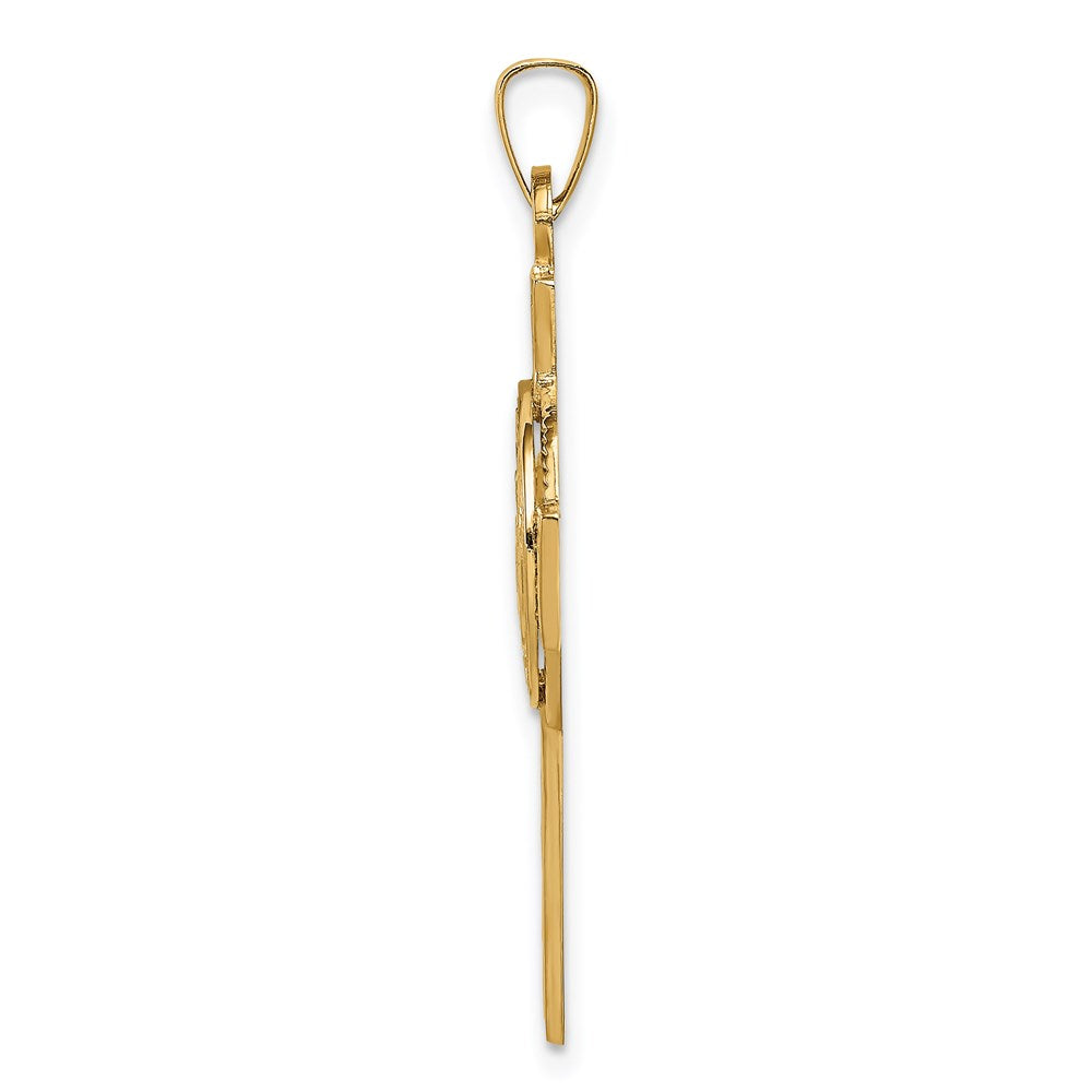 14K Gelbgold Kreuz-Anhänger mit Navy-Insignie