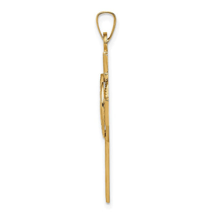 14K Gelbgold Kreuz-Anhänger mit Navy-Insignie