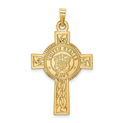 14K Gelbgold Kreuz-Anhänger mit Navy-Insignie