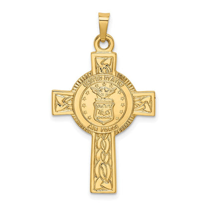 14 Karat Gelbgold Kreuz-Anhänger mit Air-Force-Emblem