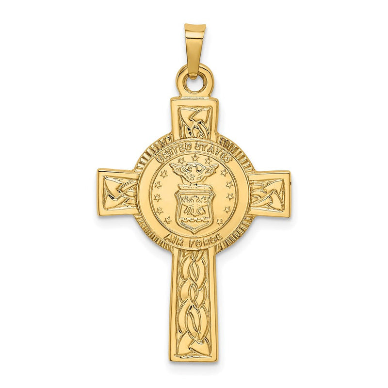 14 Karat Gelbgold Kreuz-Anhänger mit Air-Force-Emblem