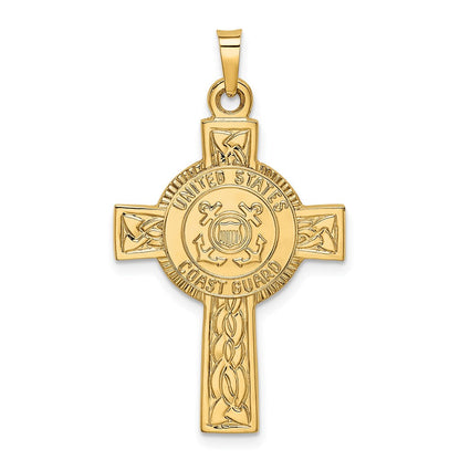 14K Gelbgold Kreuz-Anhänger mit Küstenwache-Insignie
