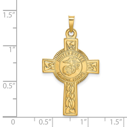 14K Gelbgold-Kreuzanhänger mit Marine-Corps-Insignie