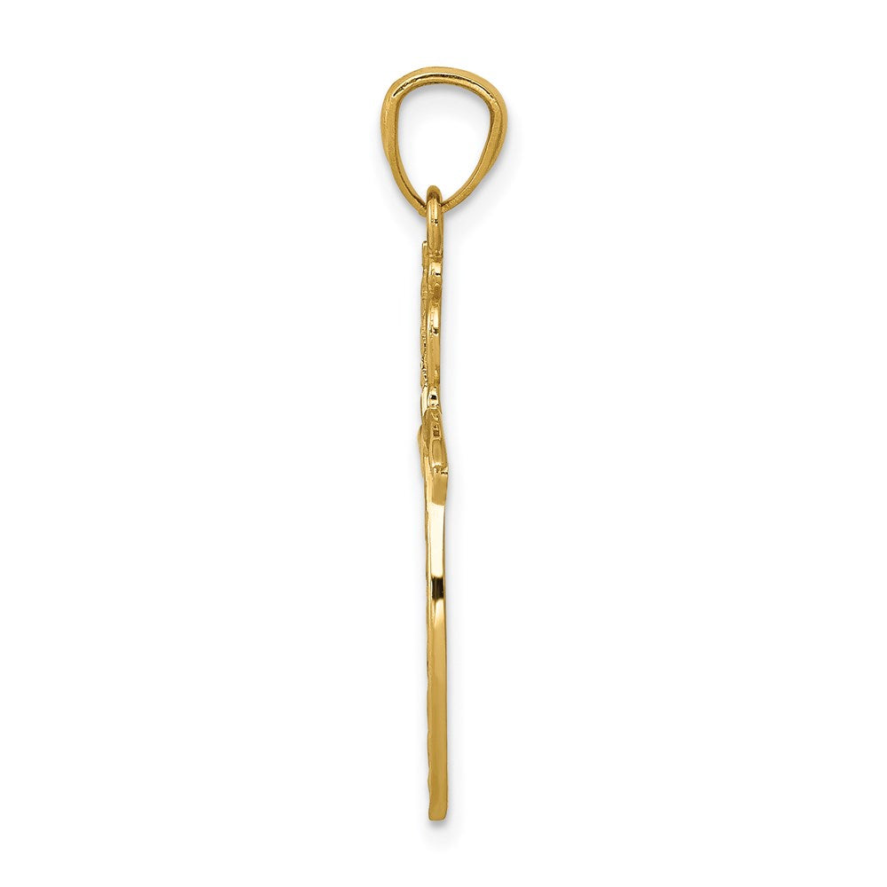 14K Gelbgold Ranke Design Kreuz Anhänger