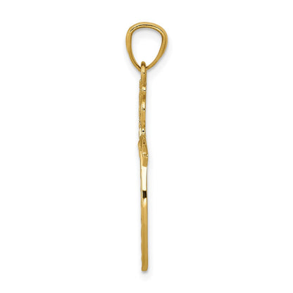 14K Gelbgold Ranke Design Kreuz Anhänger