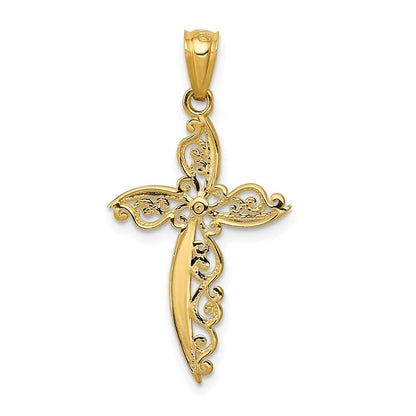 14K Gelbgold Ranke Design Kreuz Anhänger