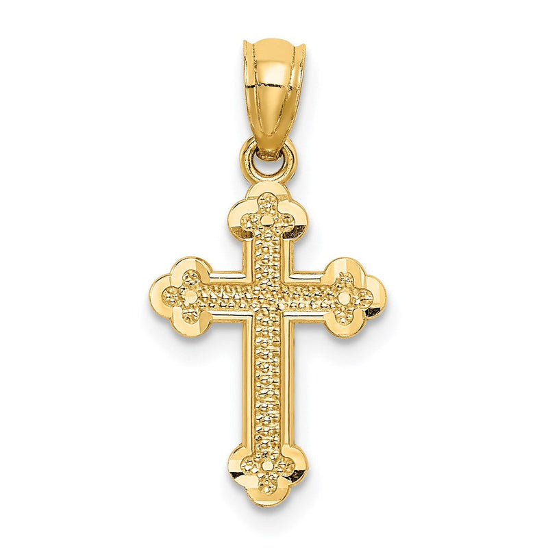 14K Gelbgold Klein Knospend Kreuz Charm