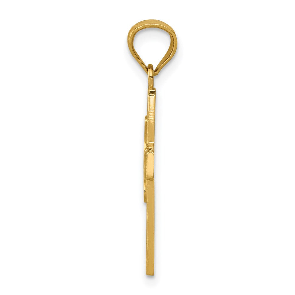 14K Gelbgold Taube Kreuz Anhänger