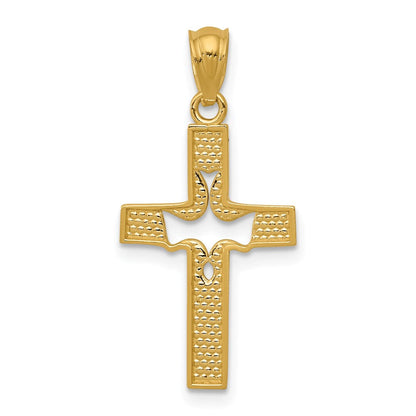 14K Gelbgold Taube Kreuz Anhänger