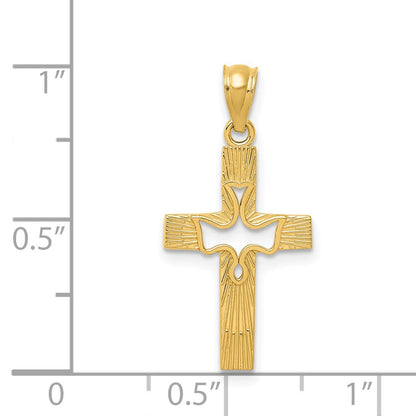 14K Gelbgold Taube Kreuz Anhänger
