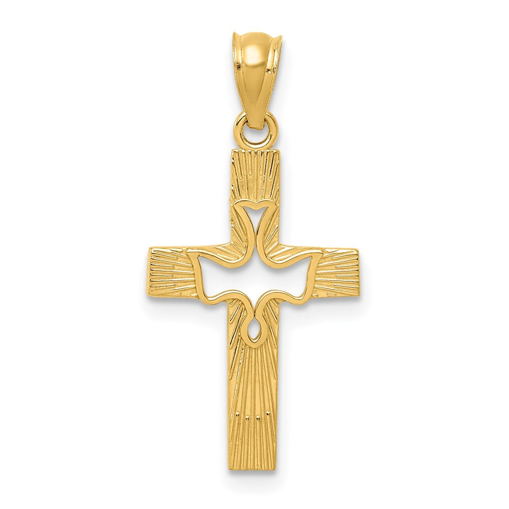 14K Gelbgold Taube Kreuz Anhänger